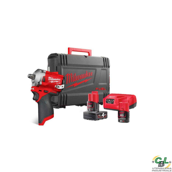 MILWAUKEE AVVITATORE A IMPULSI 1/2" 12V 339Nm + 1 BATTERIA 2,0 Ah + 1 BATTERIA 4,0 Ah