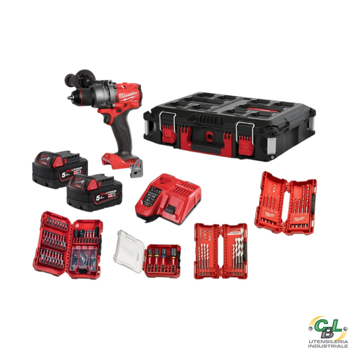 MILWAUKEE TRAPANO CON PERCUSSIONE M18 FUEL FPD3 CON 2 BATTERIE, VALIGETTA E 95 ACCESSORI