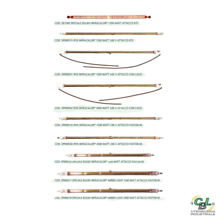 BULBO DI RICAMBIO 2000W INFRACALOR PER RISCALDATORI INFRAROSSI