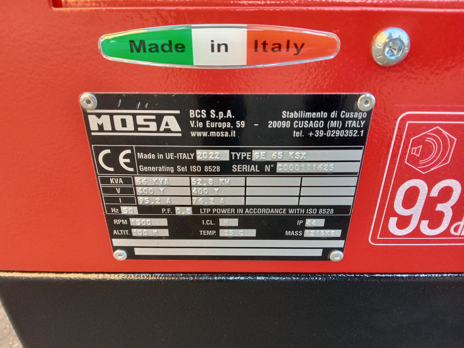 MOSA GRUPPO ELETTROGENO USATO GE 65 KSX