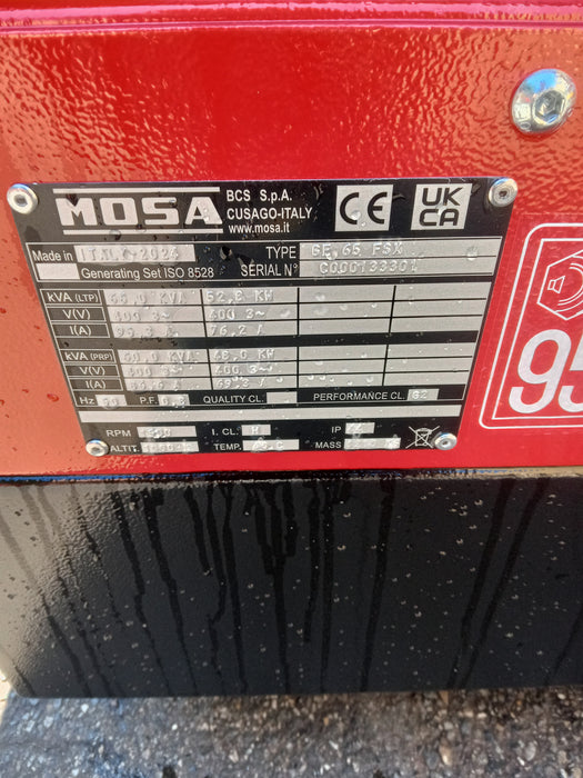 MOSA GRUPPO ELETTROGENO GE 65 KSX USATO h571