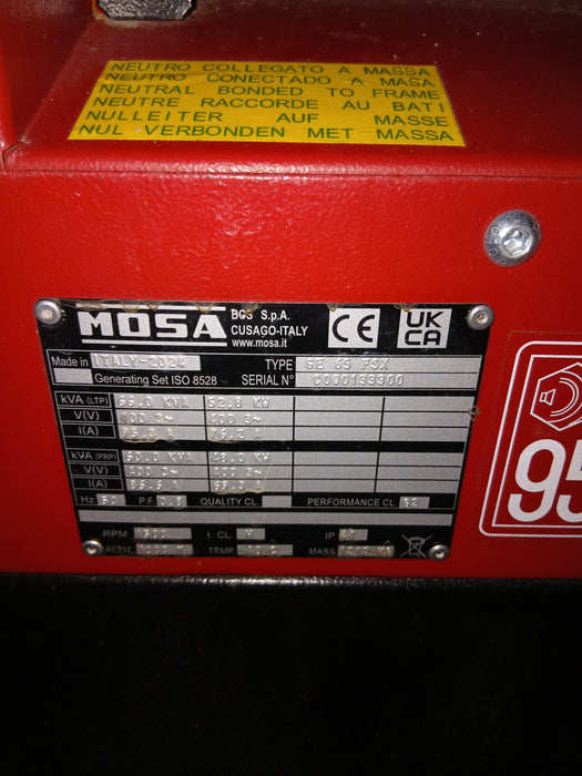 MOSA GRUPPO ELETTROGENO GE 65 KSX USATO h346