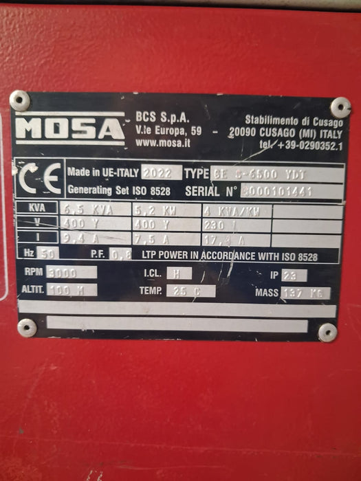 MOSA GRUPPO ELETTROGENO USATO GE S-6500 YDT