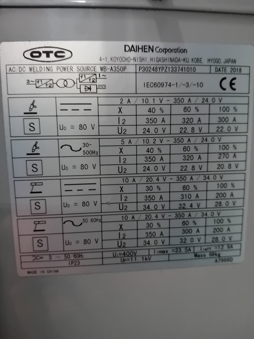 SALDATRICE A TIG AC/DC RAFFREDDATA SEMINUOVA OTC WEL BEE A350P