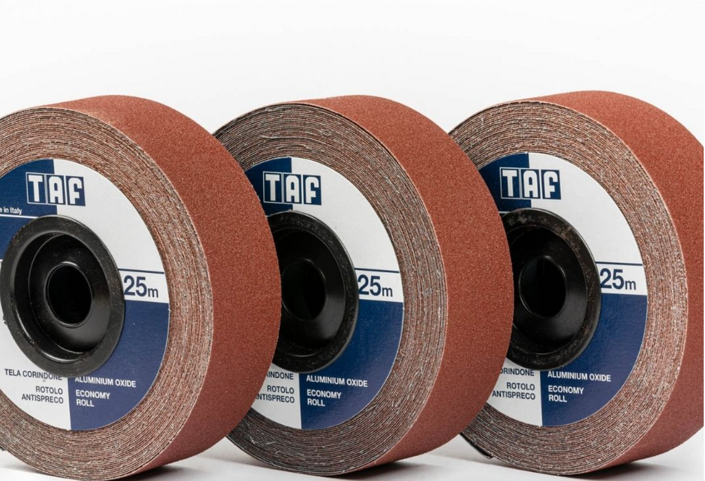 TELA ABRASIVA ANTISPRECO EXTRAFLESSIBILE IN CORINDONE MM. 50 GR. 320