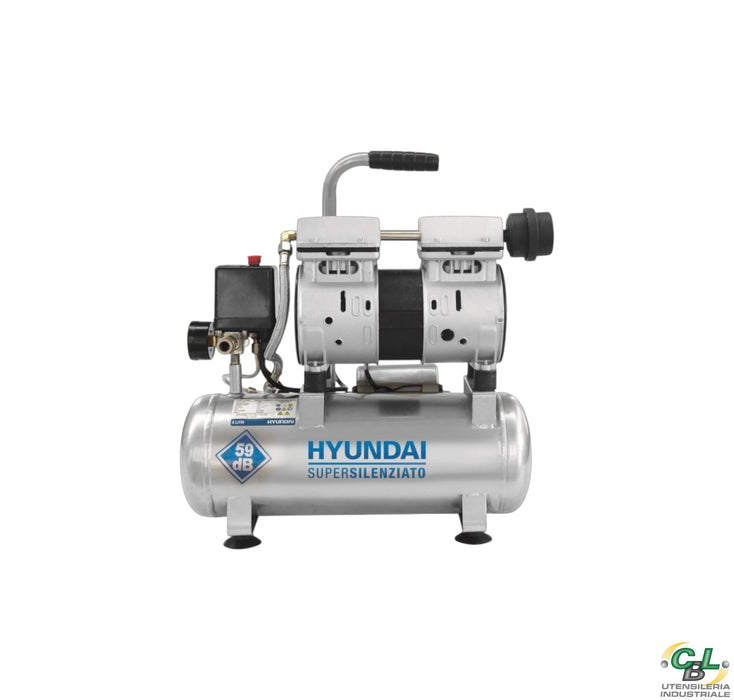 COMPRESSORE ARIA HYUNDAI SILENZIATO 8 LT 750 W MONOFASE SENZA OLIO KWU750-8L