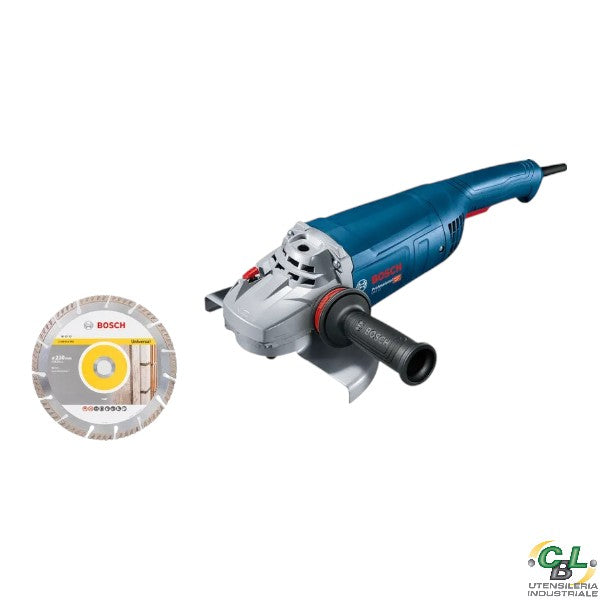 BOSCH GWS 22-230 J SMERIGLIATRICE ANGOLARE 2200 W CON DISCO DIAMANTATO