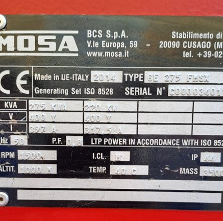 GENERATORE MOSA GE 275 FMSX USATO