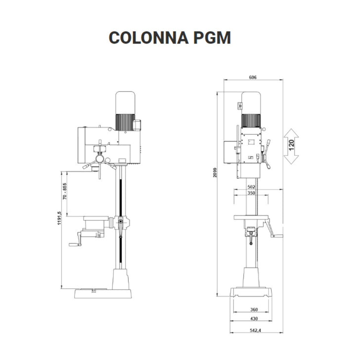 TRAPANO A COLONNA ETD30 PGM CON VARIATORE ELETTRONICO