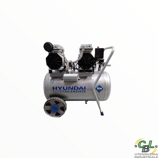 COMPRESSORE ARIA HYUNDAI SILENZIATO 24 LT 750 W MONOFASE SENZA OLIO KW –  CBL UTENSILERIA INDUSTRIALE