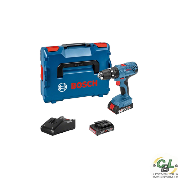 BOSCH TRAPANO-AVVITATORE BATTENTE BATTERIA PROFESSIONAL GSB 18V-21 + GAL 18V-40 (2x2 Ah)