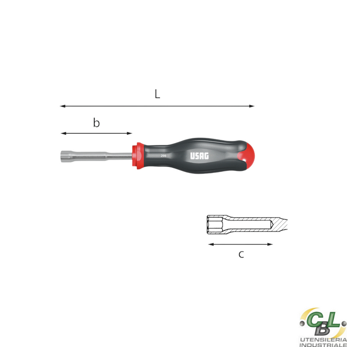 USAG CHIAVE A BUSSOLA ESAGONALE CON IMPUGNATURA 298 13 mm