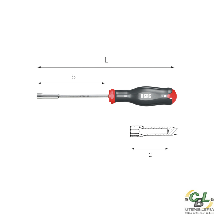 USAG CHIAVE A BUSSOLA ESAGONALE CON IMPUGNATURA 299 4 mm