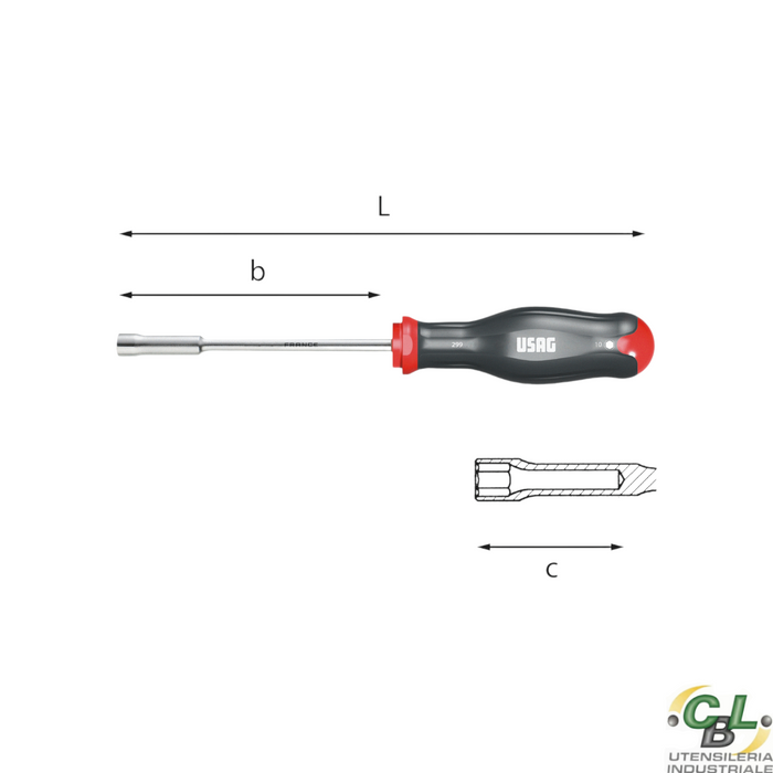 USAG CHIAVE A BUSSOLA ESAGONALE CON IMPUGNATURA 299 11 mm